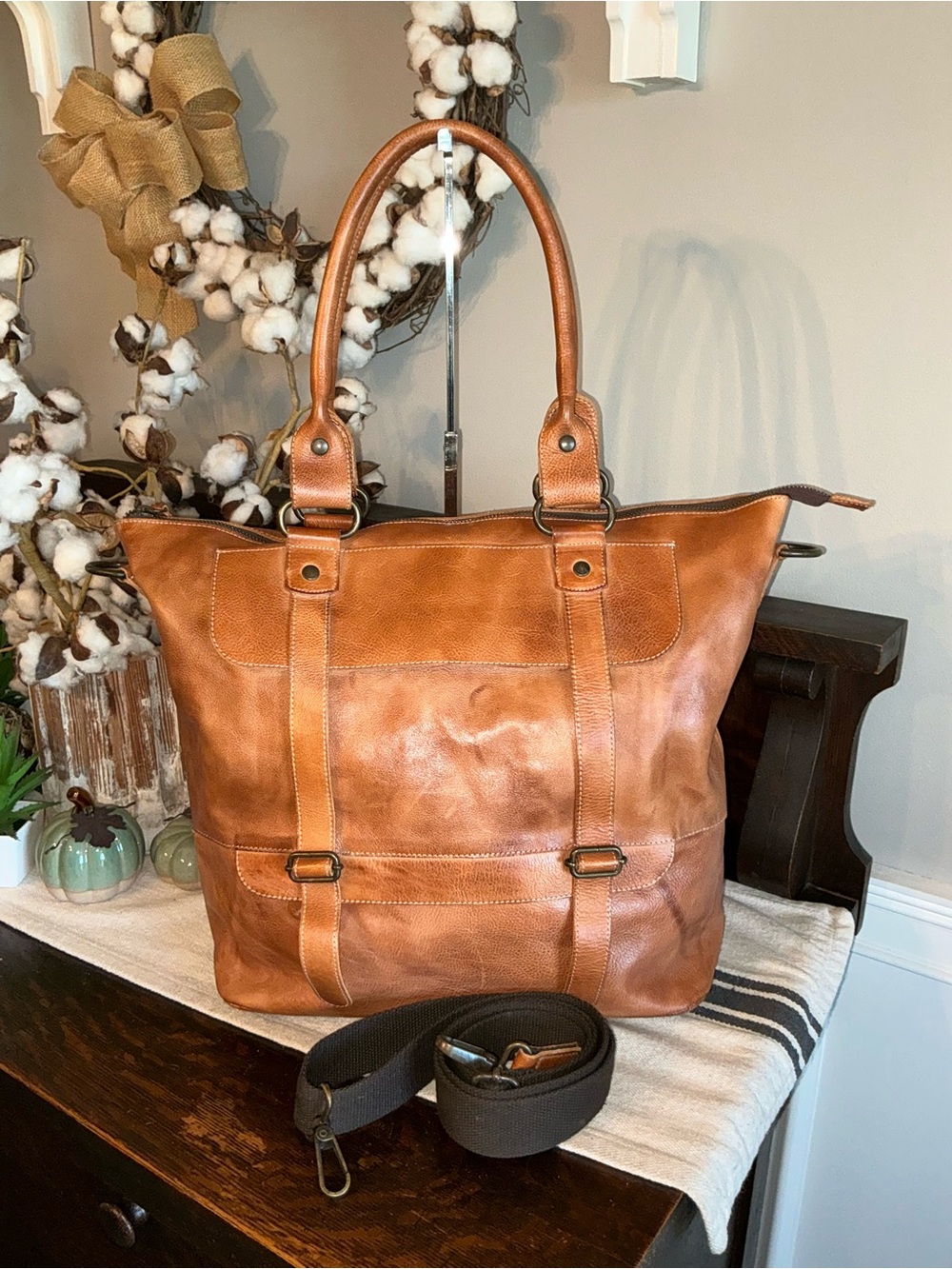 Bed Stu Women's Tan Leather Tote Tank Top Style